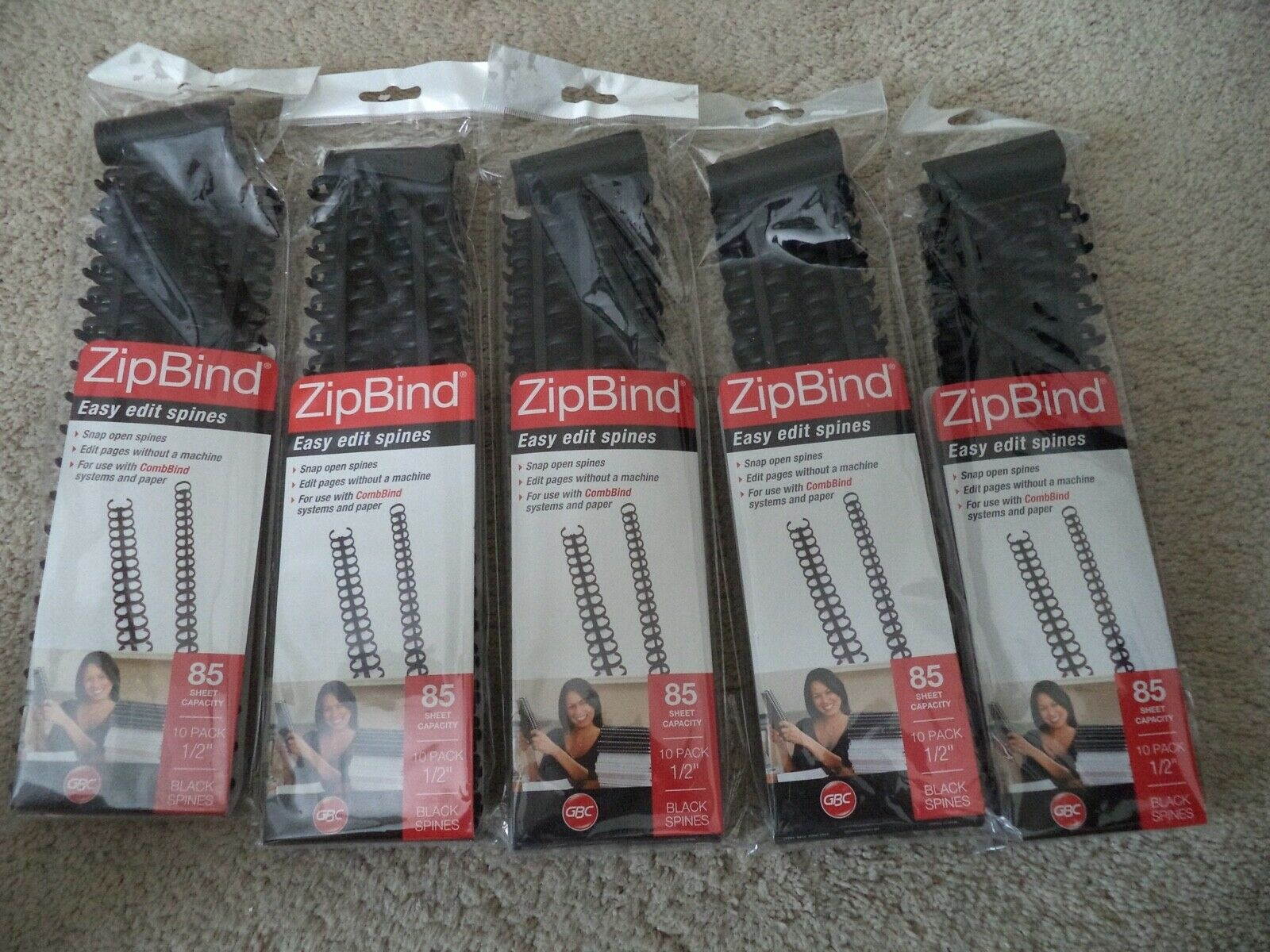 50 Pack GBC Zipbind 1/2&rdquo; Black Easy Edit CombBind Spines 85 SHEET CAPACITY 15033