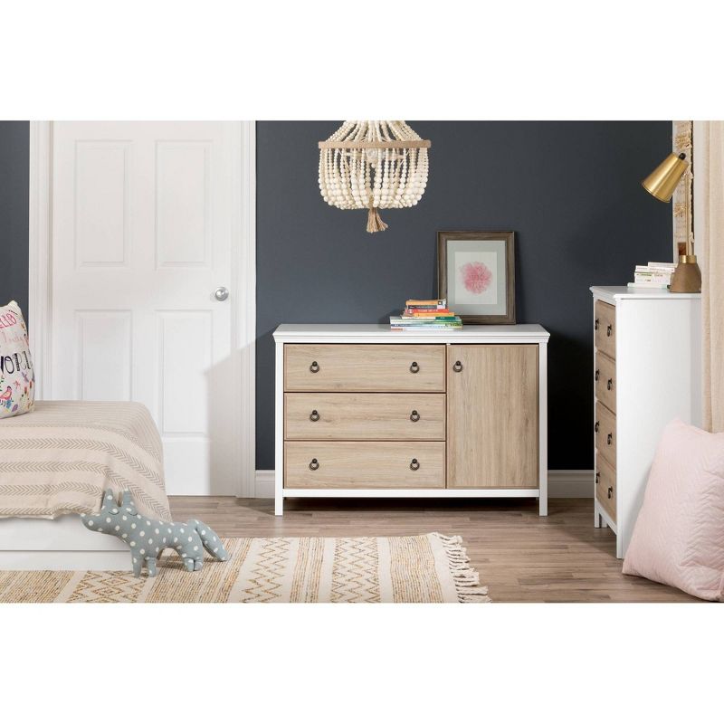 Cotton Candy 4-Drawer Chest Pure White and Rustic Oak  - South Shore