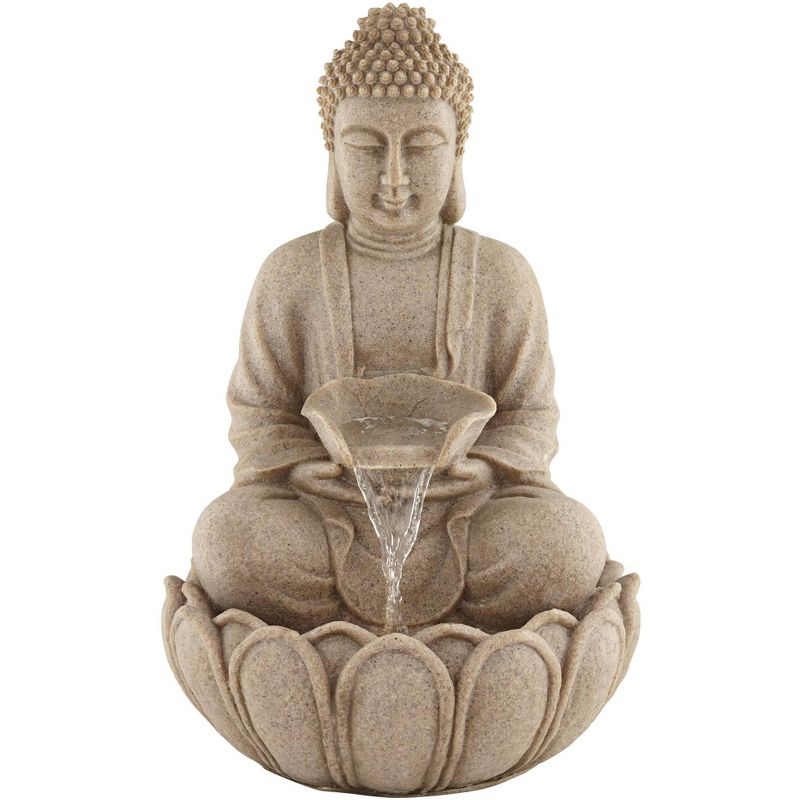 John Timberland Sitting Buddha 22" High Zen Fountain with LED Light
