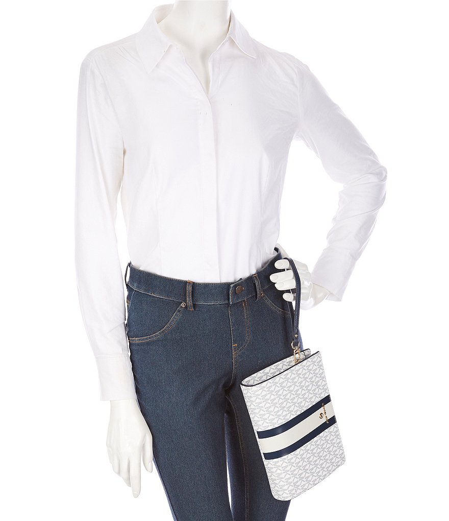 Michael Kors Signature Stripe Medium Travel Wristlet Pouch