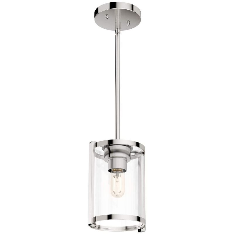 Hunter Fan Company 19004 Astwood 1 Bulb Timeless Art Deco Style Mini Hanging Pendant Light Fixture with Polished Nickel Finish