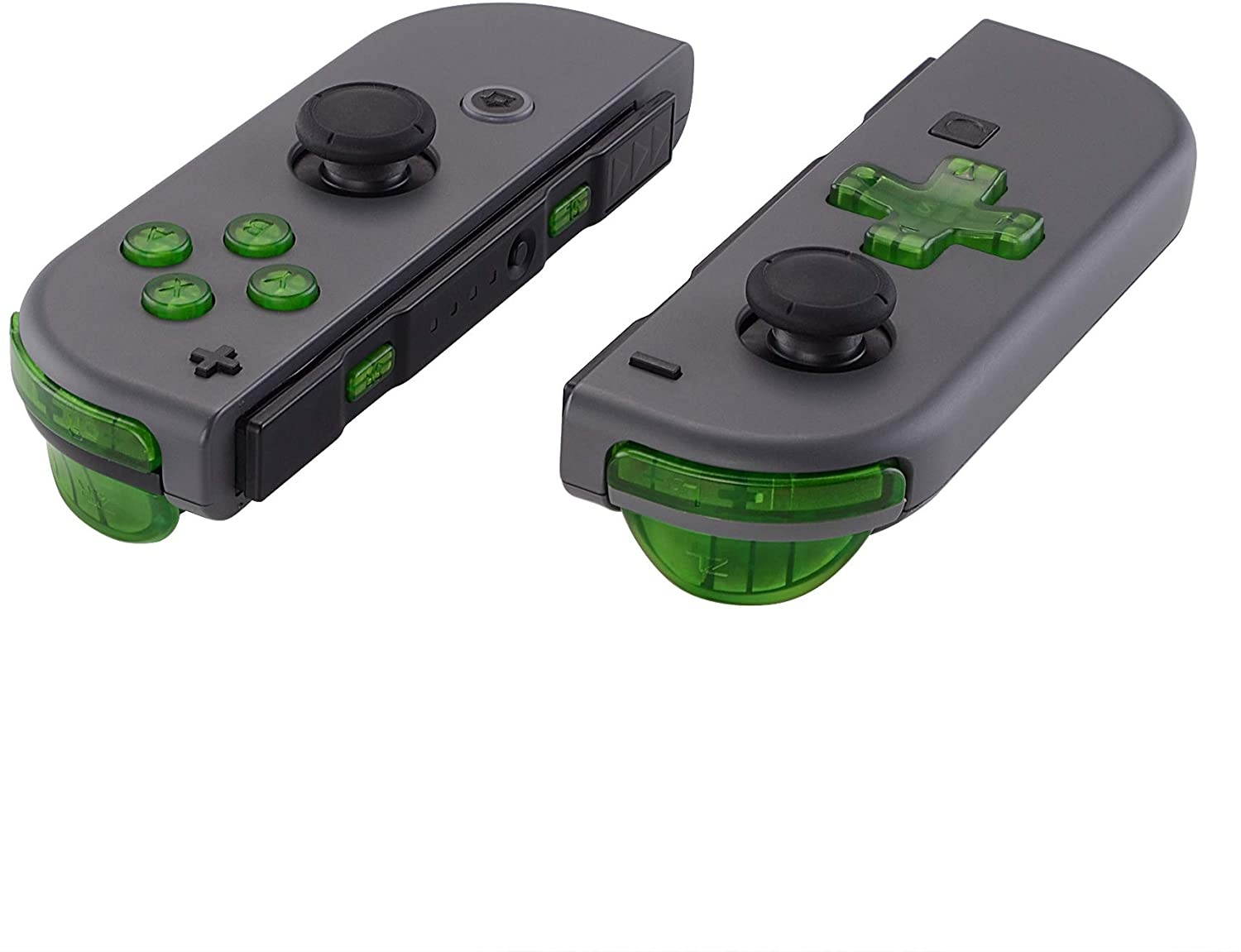 Transparent Clear Green D-pad ABXY Keys SR SL L R ZR ZL Trigger Buttons Springs, Replacement Full Set Buttons Fix Kits for Nintendo Switch Joycon (D-pad ONLY Fits for eXtremeRate Joycon D-pad Shell)