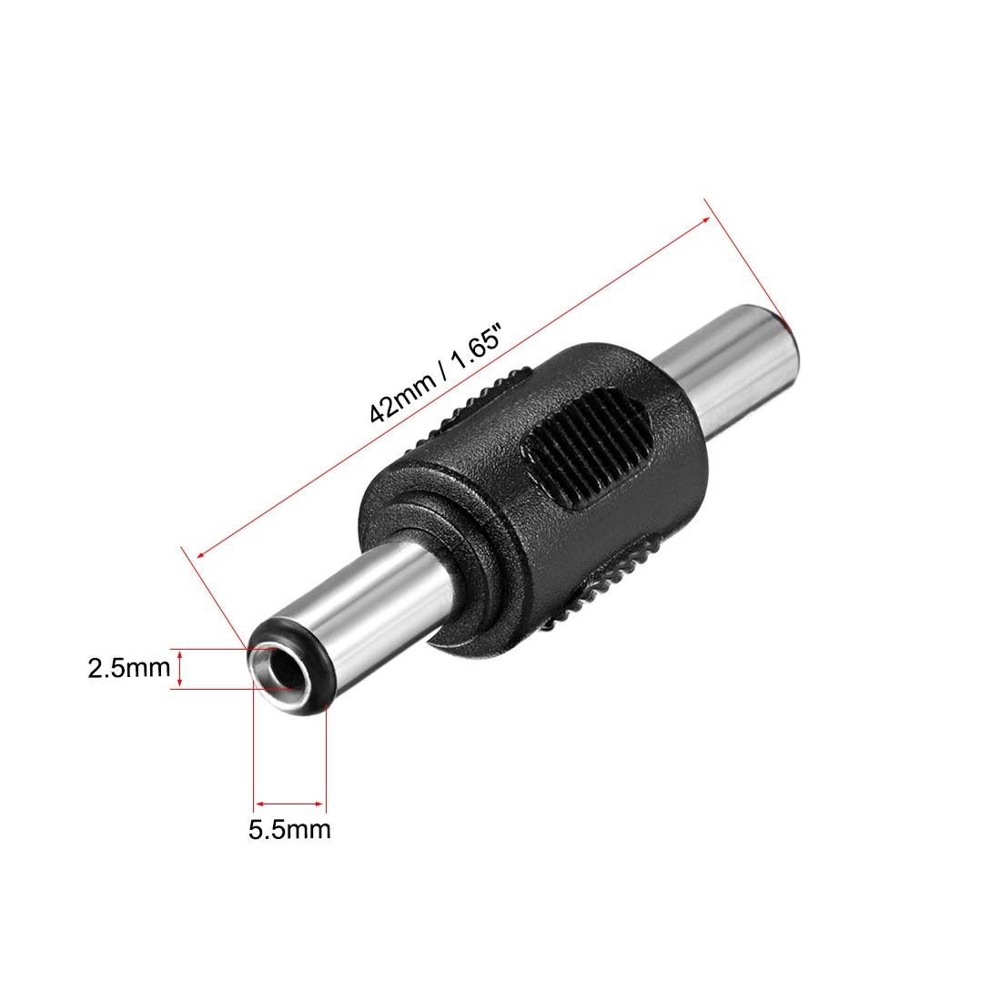DC Male to Male Connector 5.5mm x 2.5mm Power Cable Jack Adapter Black 3Pcs