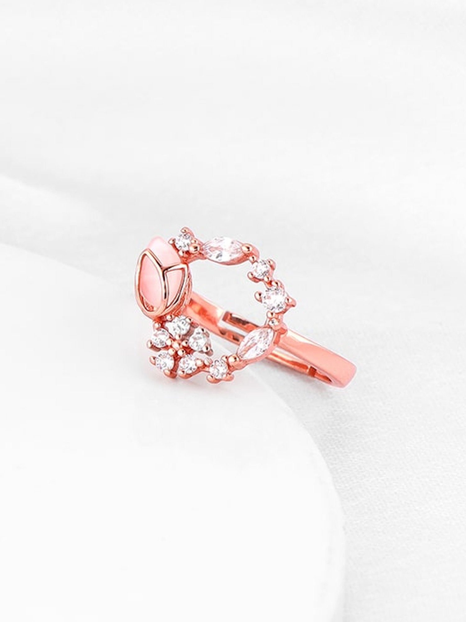 GIVA 925 Silver Rose Gold Drop Wreath Ring for Women & Girls