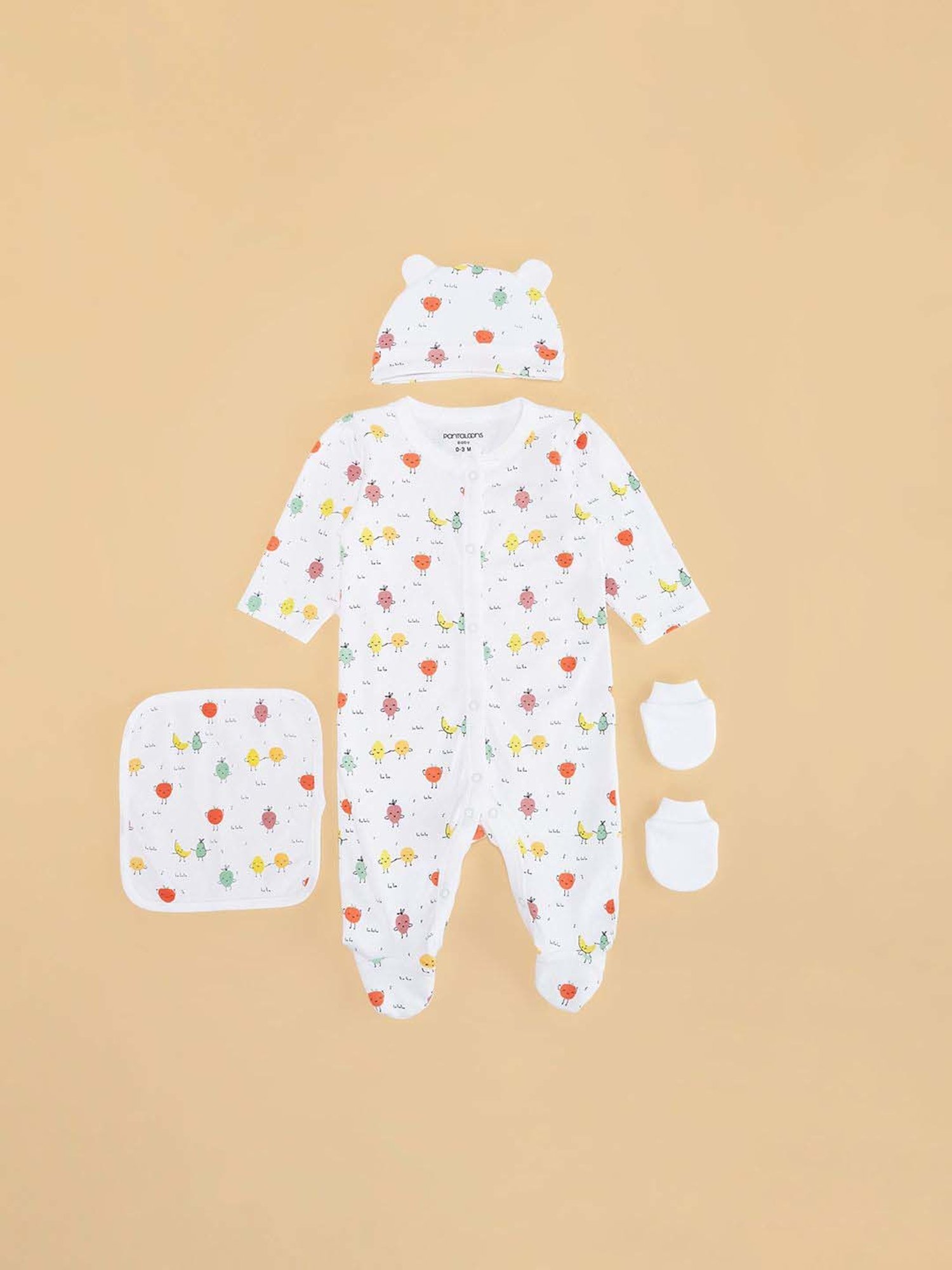 Pantaloons Baby Girls Multicolor Cotton Printed Full Sleeves Clothing Sets