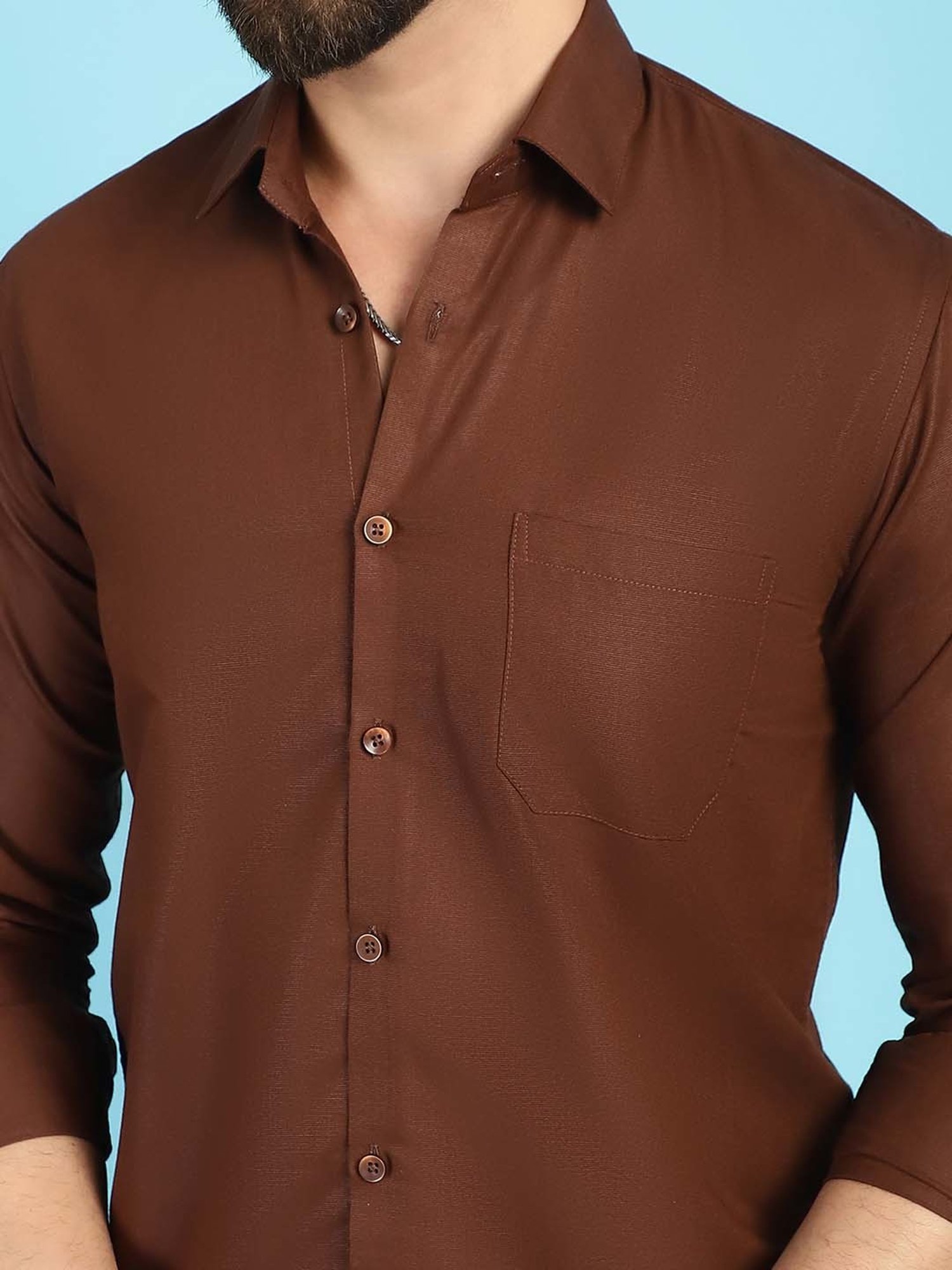 Indian Needle Coffee Brown Regular Fit Shirt