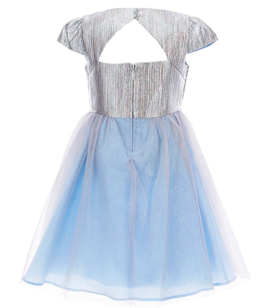 Us Angels Little Girls 2T-6X Metallic Brocade/Mesh Fit-And-Flare Dress