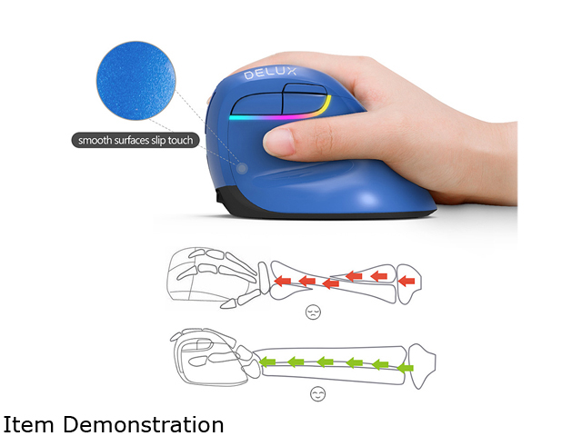DELUX Wireless Small Vertical Mouse, Type-C Rechargeable Dual Mode Silent Ergonomic Mice with Bluetooth 4.0 and USB Nano Receiver, 4 Adjustable DPI and 6 Buttons (M618mini-White)
