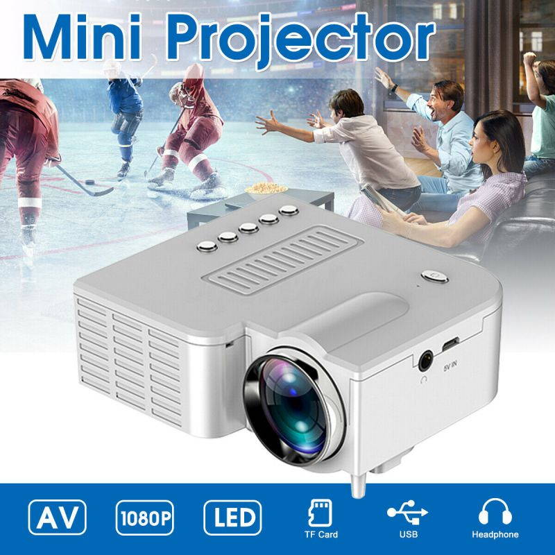 Portable Mini Projector for Home Theater School Office Outdoor, 110-240V VGA HDMI USB SD Cards Supported, HD 1080P Projector UC28+