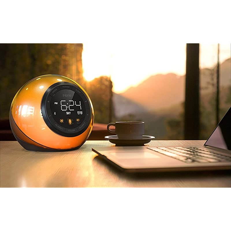 iBT297 AppEnhanced Bluetooth Color Changing Dual Alarm Clock Radio with USB Charging Voice Control and Customizable Smart Button