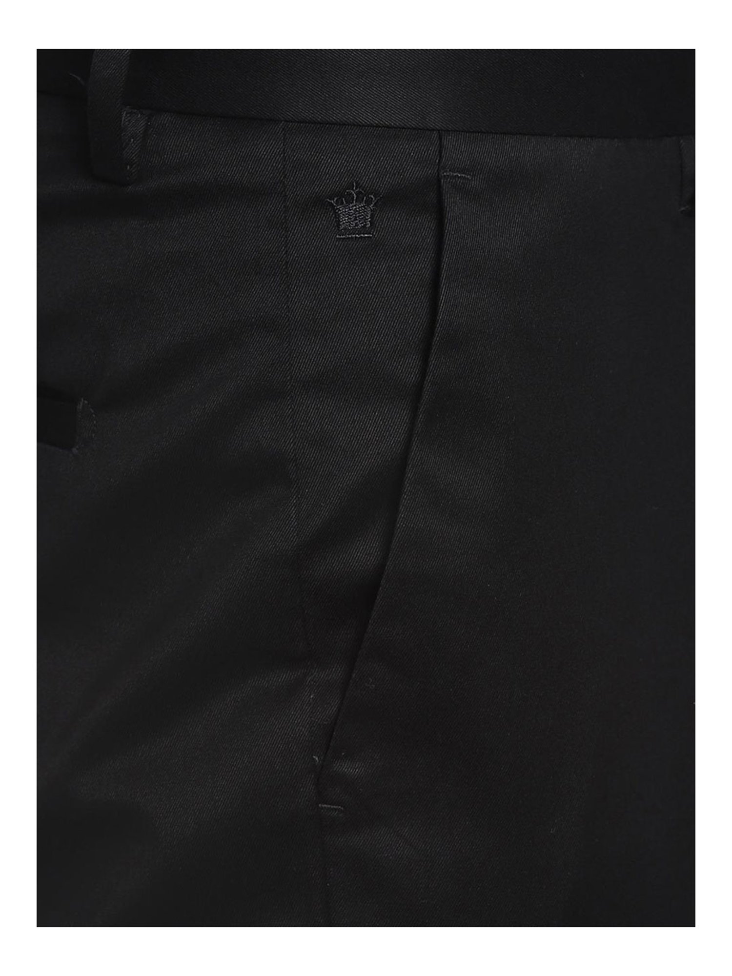 Louis Philippe Permapress Black Cotton Trousers
