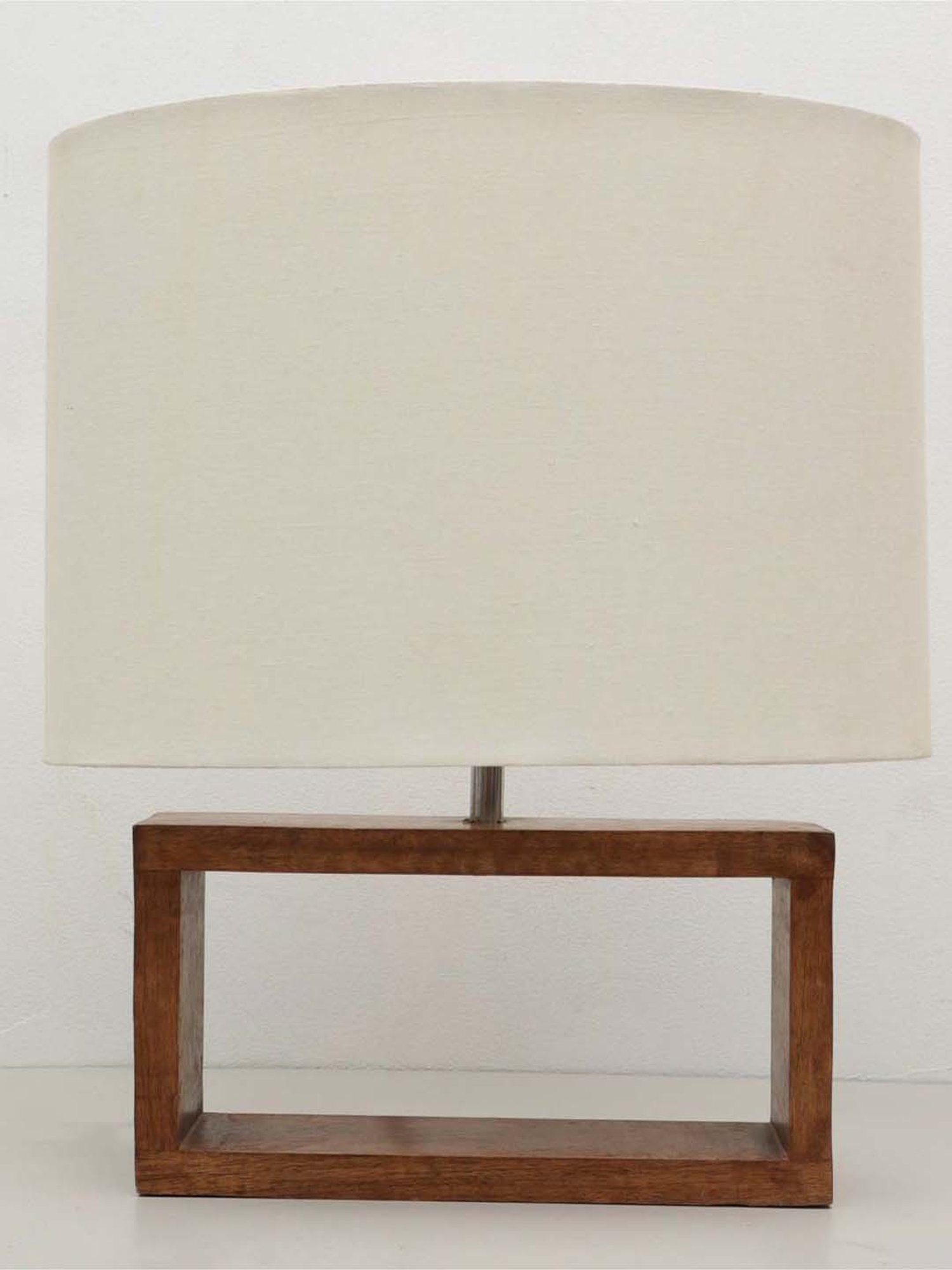 Homesake White & Brown Wood Bedside Desk Nightstand Table Lamp