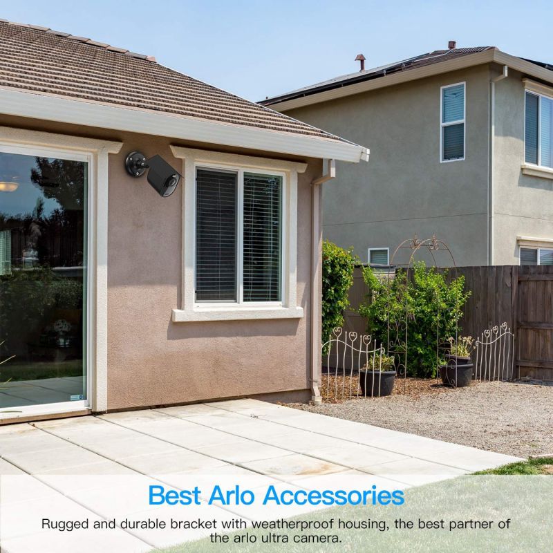 Koroao Wall Mount + Silicone Weatherproof Housing for Arlo Ultra,Arlo Pro 3 - Indoor/Outdoor Security Bracket More Stable and Flexible (1-Pack, Black)