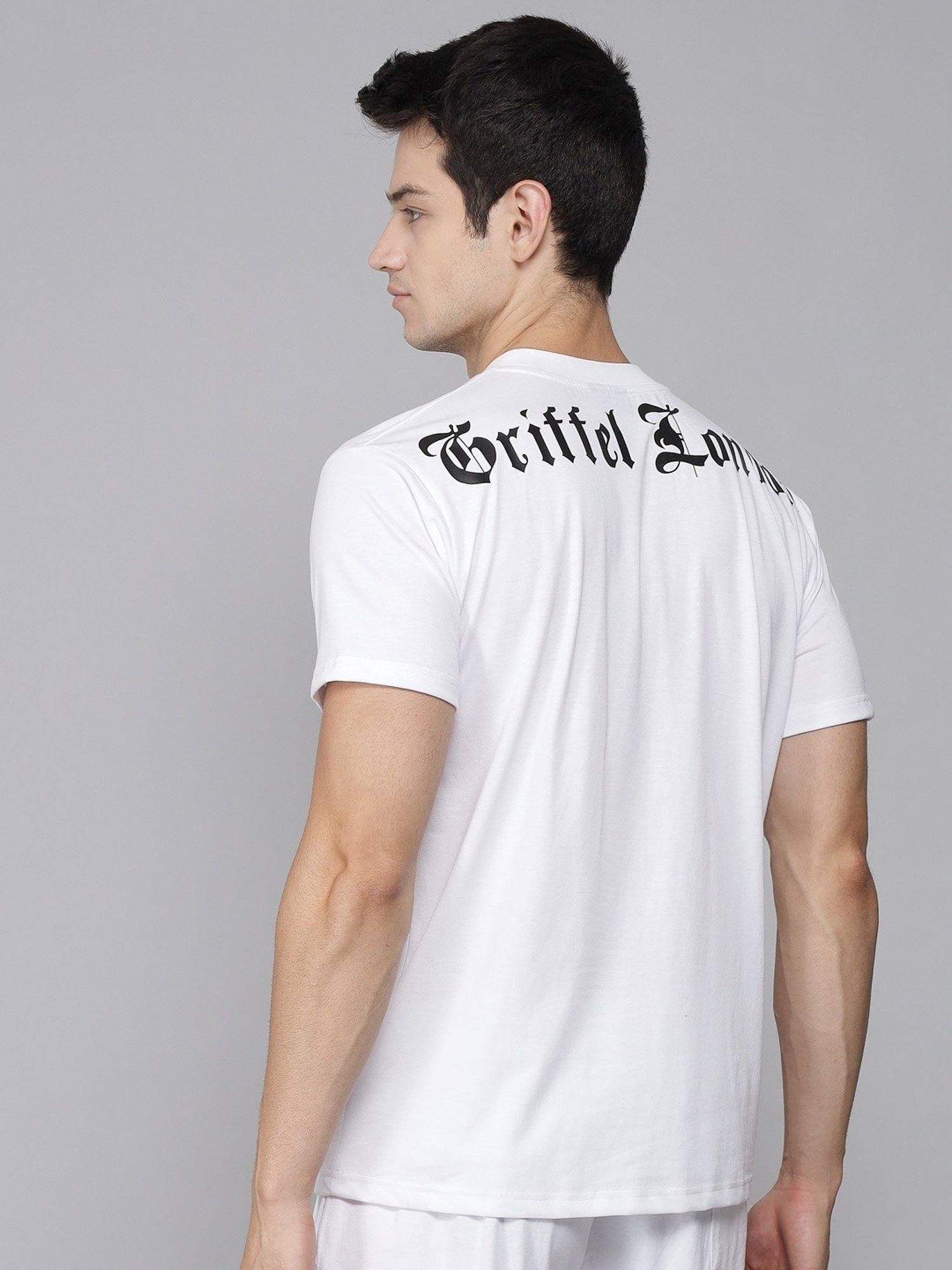 Griffel White Cotton Loose Fit Printed T-Shirt