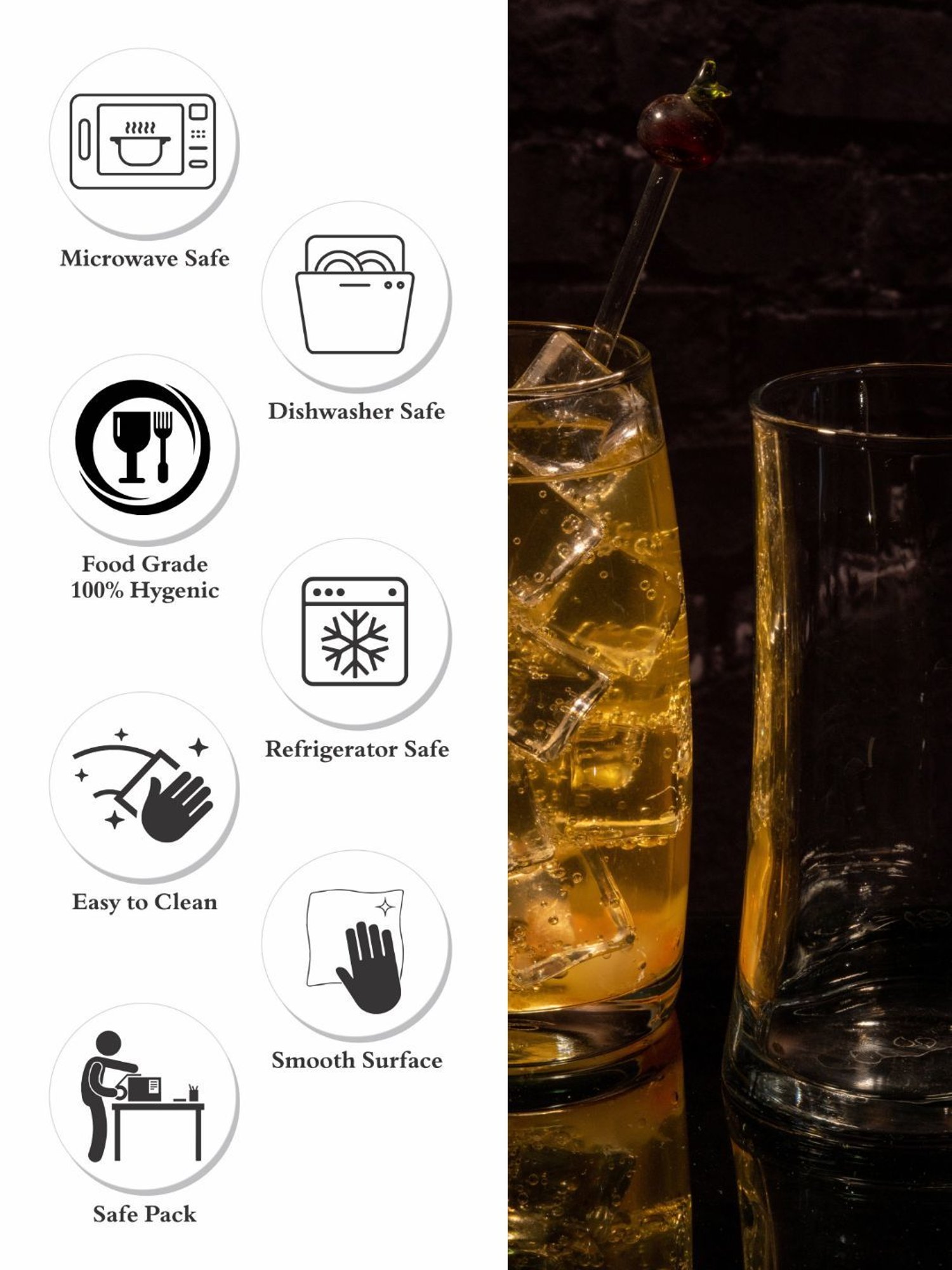 Pasabahce Transparent Glass Set of 6 (390ml)