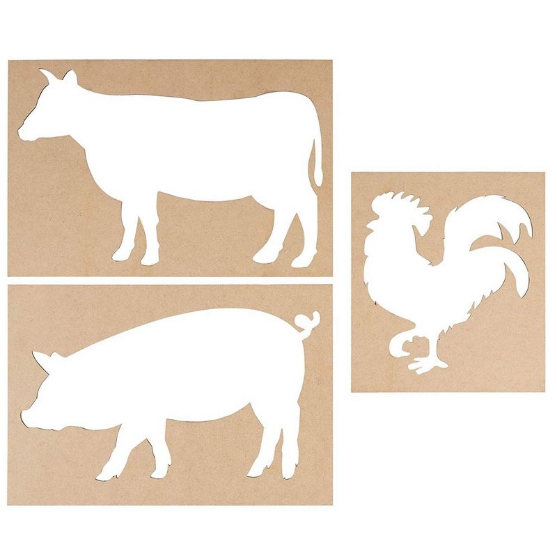 Genie Crafts Unfinished Wood Letter Cutouts and Stencils, Farmhouse Decor Animal Silhouettes, 3 Inch