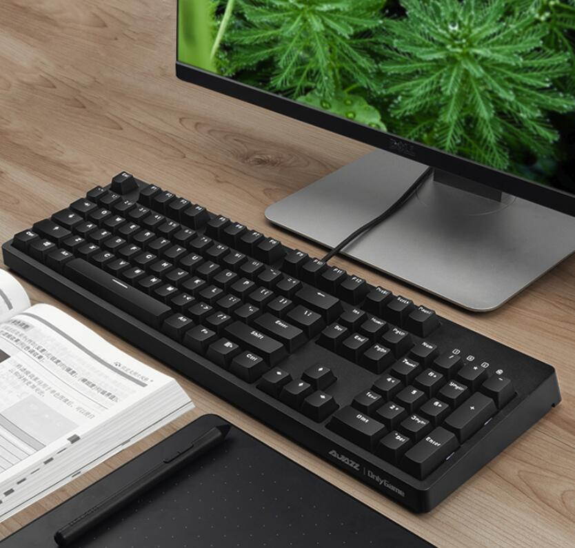 A-jazz AK535  N-key Rollover  Ergonomic Design,Cool Exterior USB Wired Cherry  MX Black Mechanical Gaming  Keyboard For Office And Game, White Backlit, PBT Keycaps  - Pink