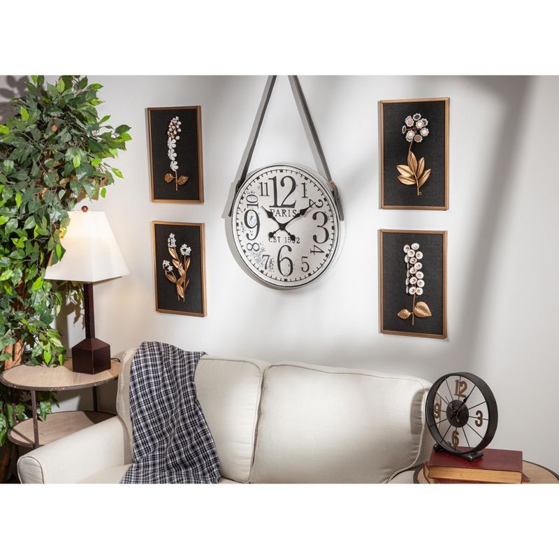 Lone Elm Studios 10.25" Battery Operated Tabletop Clock; Black and Gold