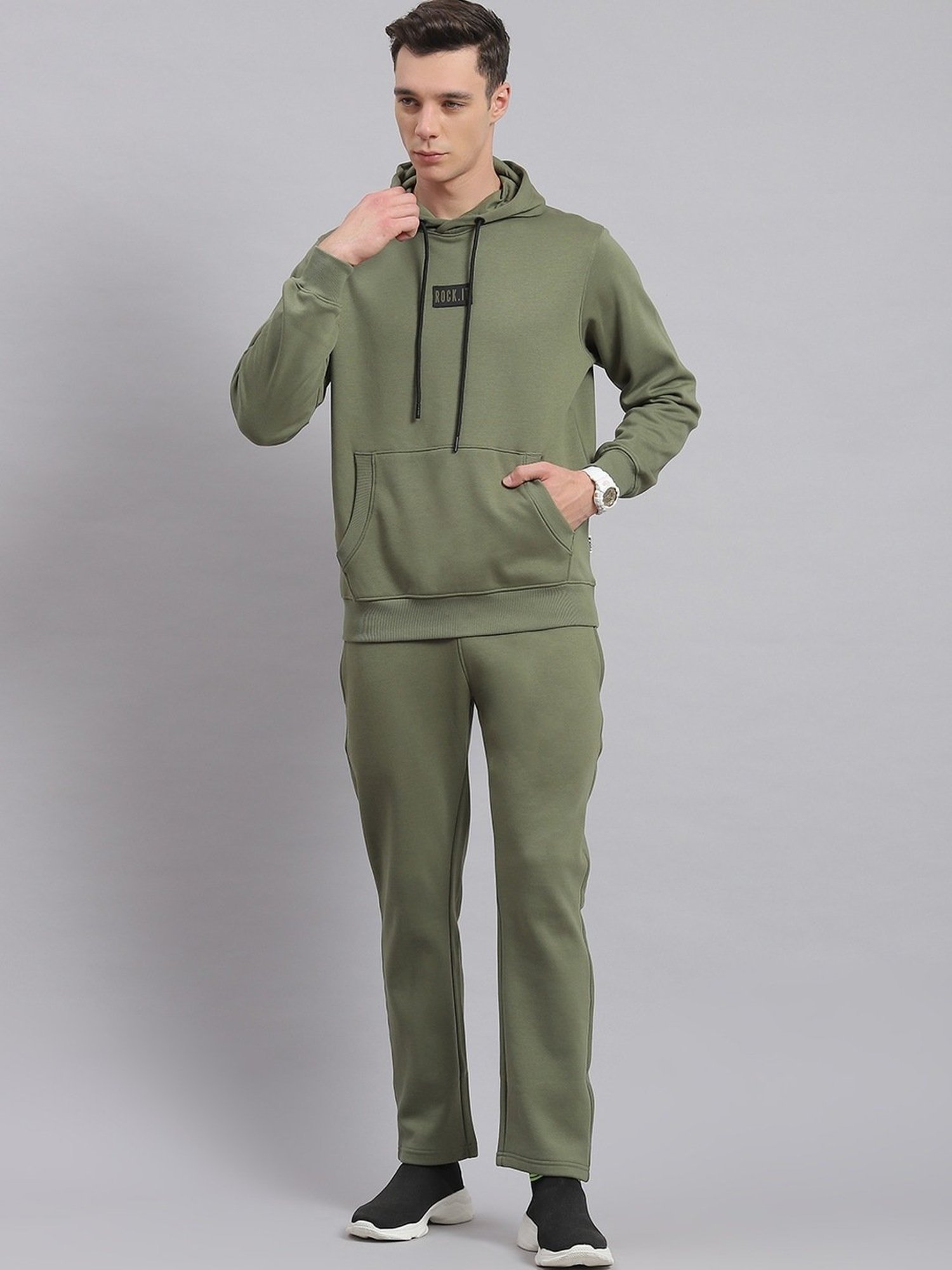 Rock.it Olive Regular Fit Printed Tracksuit