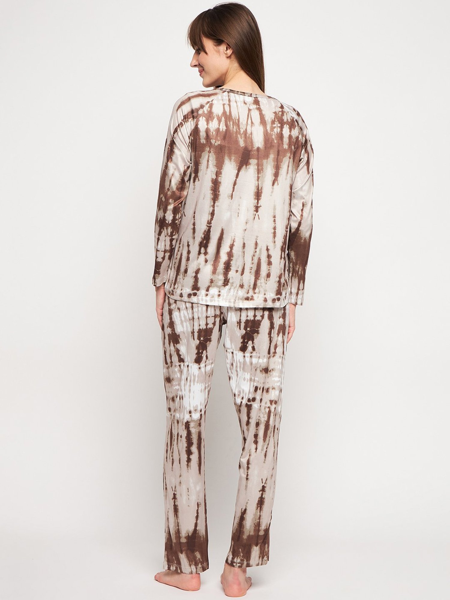 MADAME M Secret Brown Printed Top With Pyjamas