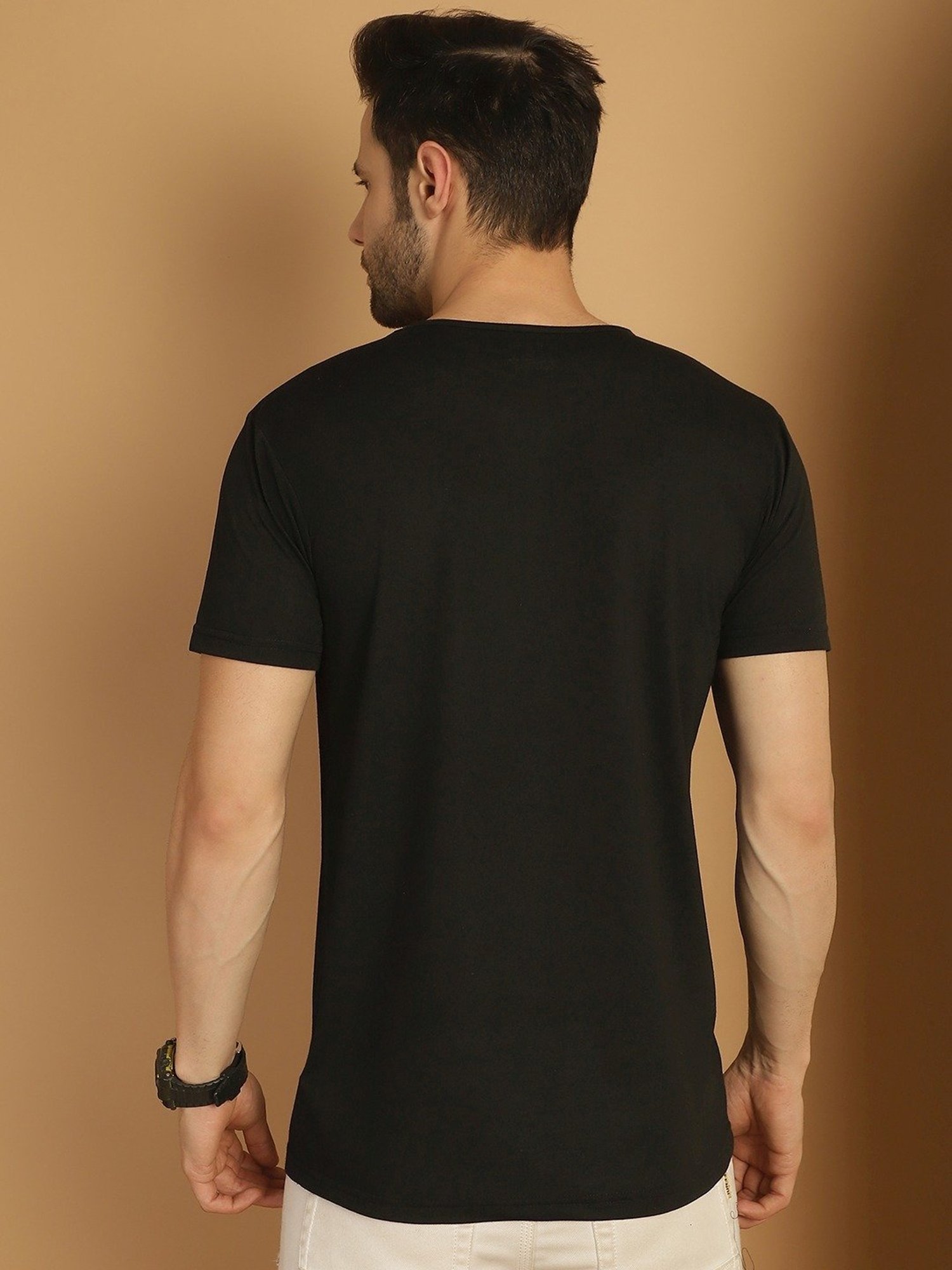 Vimal Jonney Black & White Regular Fit T-Shirt