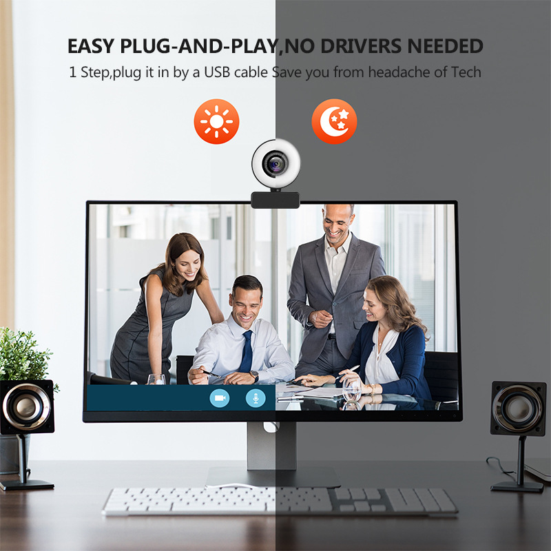 easyday Webcam with Microphone, 1080P HD USB Computer Camera with Privacy Shutter&Webcam Tripod, Streaming Webcam with Flexible Rotable Wide Angle Webcam for PC Zoom Video/Gaming/Laptop