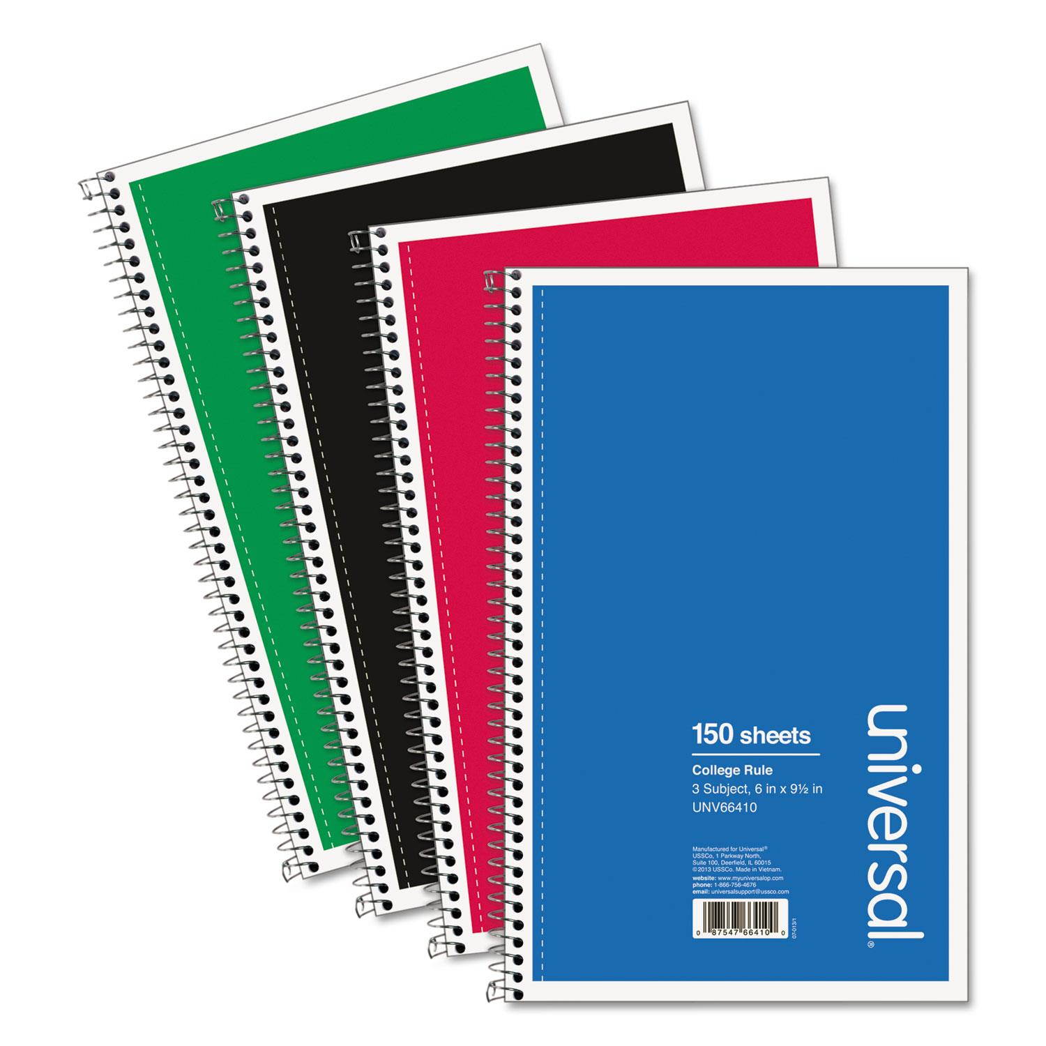 Wirebound Notebook, 6 x 9-1/2, College Ruled, 150 Sheets, Assorted Col