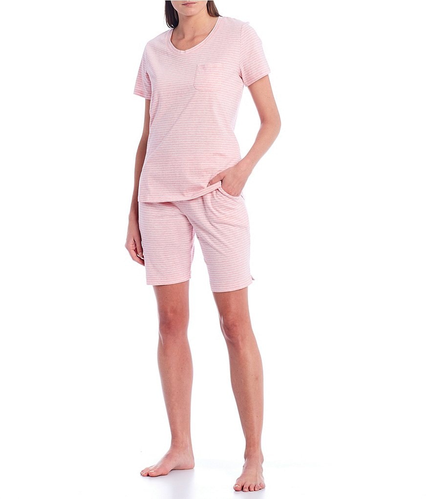 Sleep Sense Yarn-Dye Striped Print Jersey Knit Sleep Top