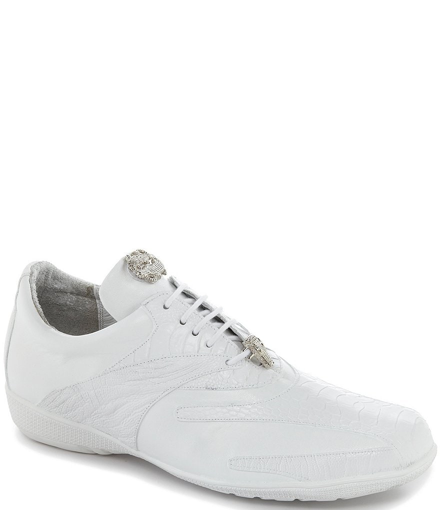 Belvedere Men's Bene Leather and Ostrich Trimmed Dress Sneakers