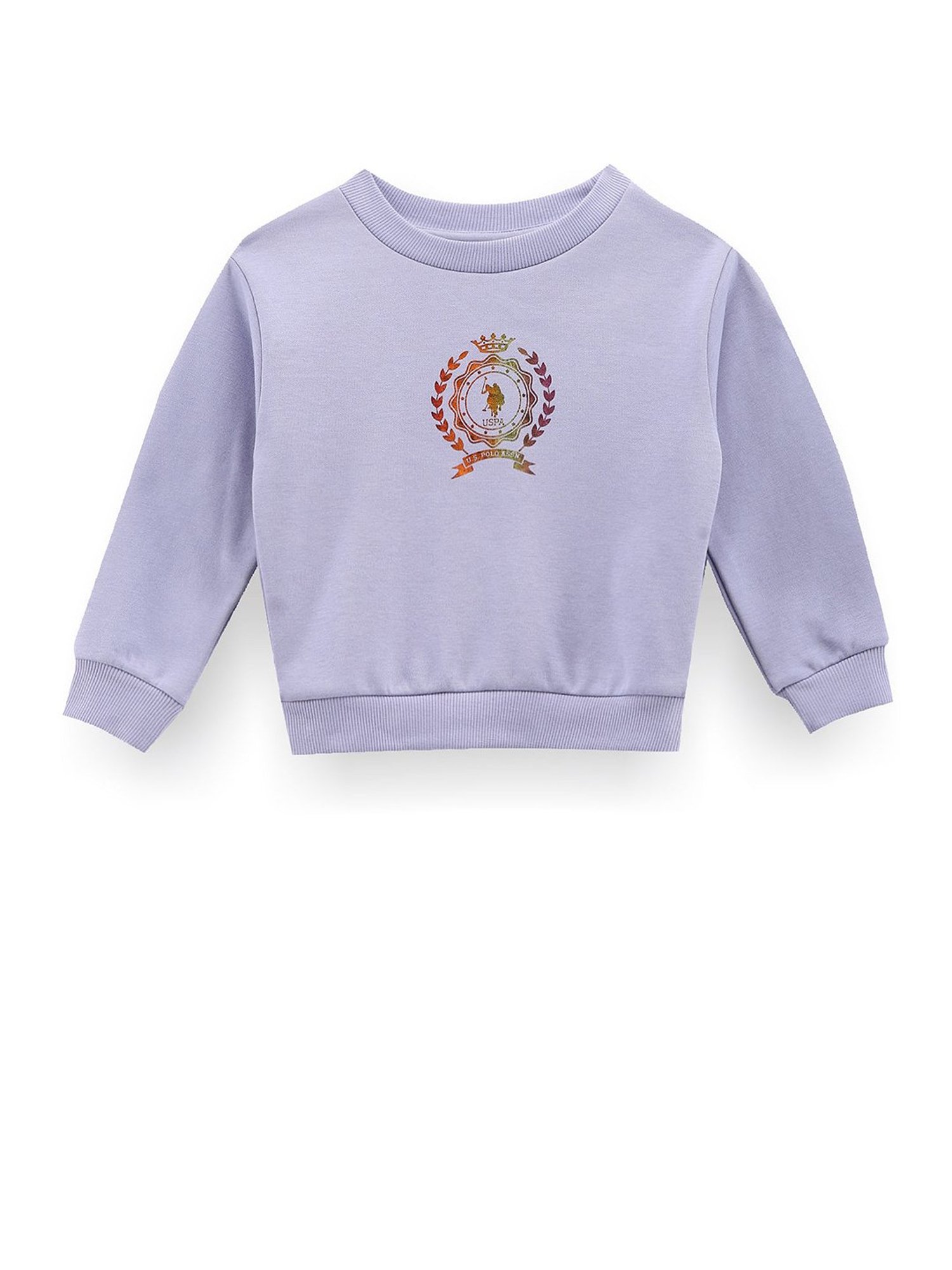 U.S. Polo Assn. Kids Purple Printed Full Sleeves Sweatshirt