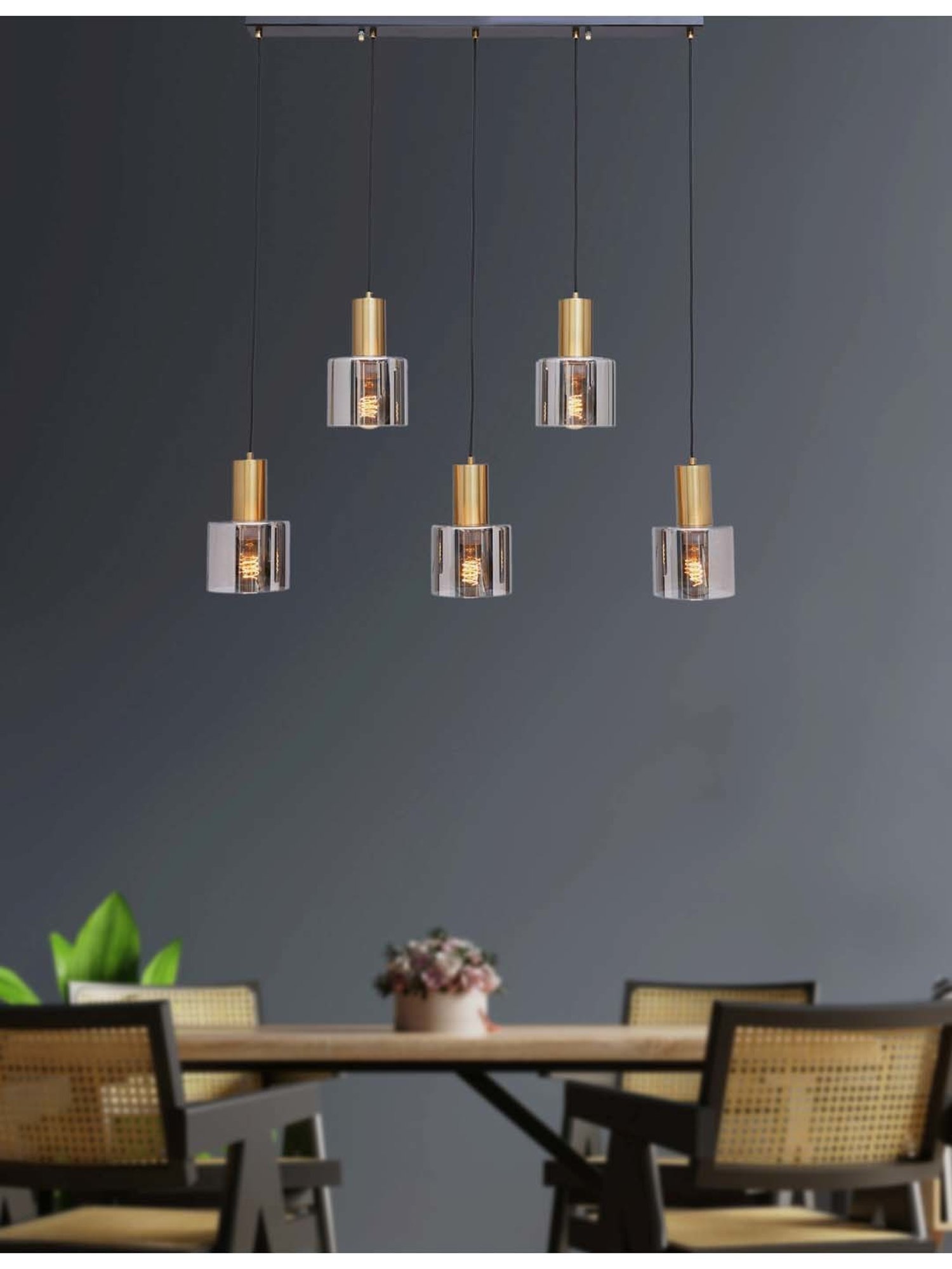 Fos Lighting Antique Brass Finish Allure 5 Light Chandelier - Set of 1