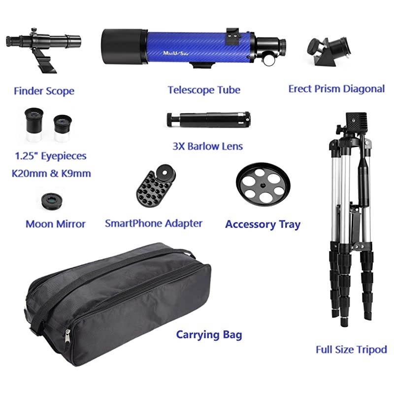 70mm Telescope Focal Length 500mm for Kids Adults Beginners Refractor Telescope with Carrying Bag Phone Adapter and Stable Tripod