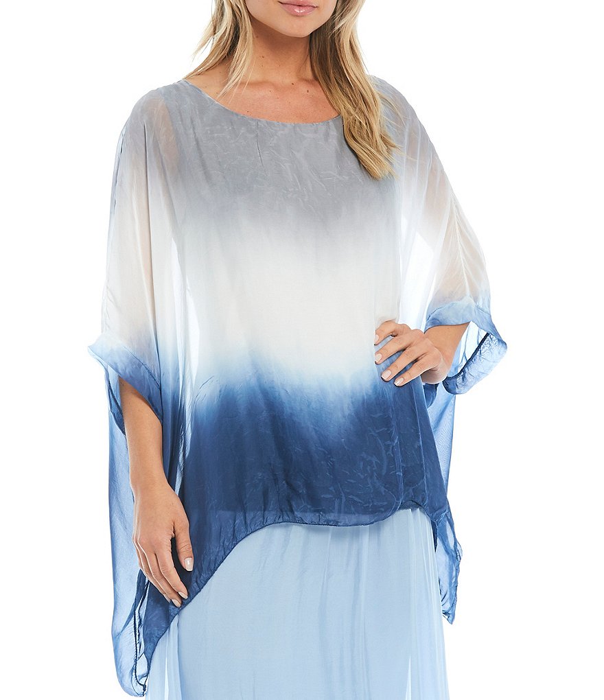 M Made In Italy Ombre Tie Dye Silk Blend Tunic