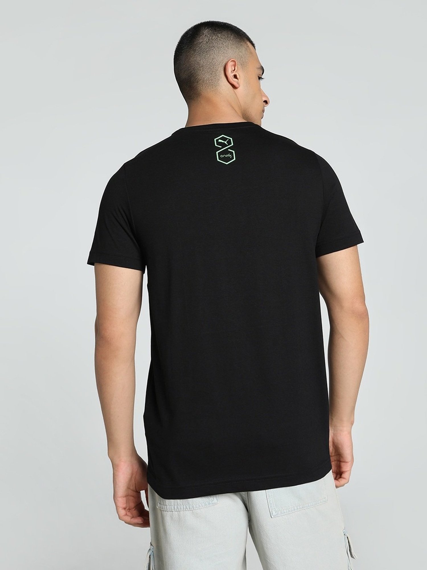 Puma Black Cotton Regular Fit Printed T-Shirt