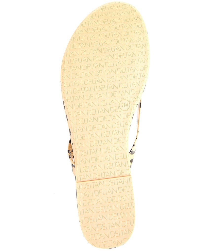 Deltan Hula Leopard Print Leather Thong Sandals