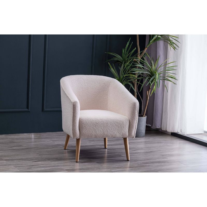 Faux Shearling Barrel Accent Chair Cream Faux Shearling - WOVENBYRD