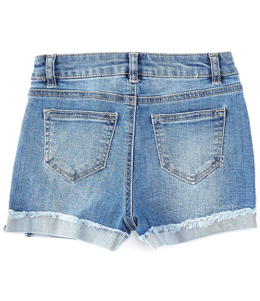Copper Key Big Girls 7-16 High Waisted Button Front Frayed Hem Denim Shorts