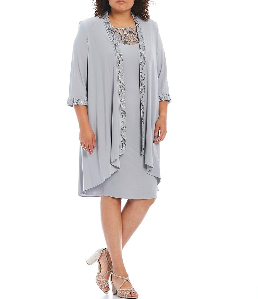 Le Bos Plus Size Embroidered 2-Piece Jacket Dress