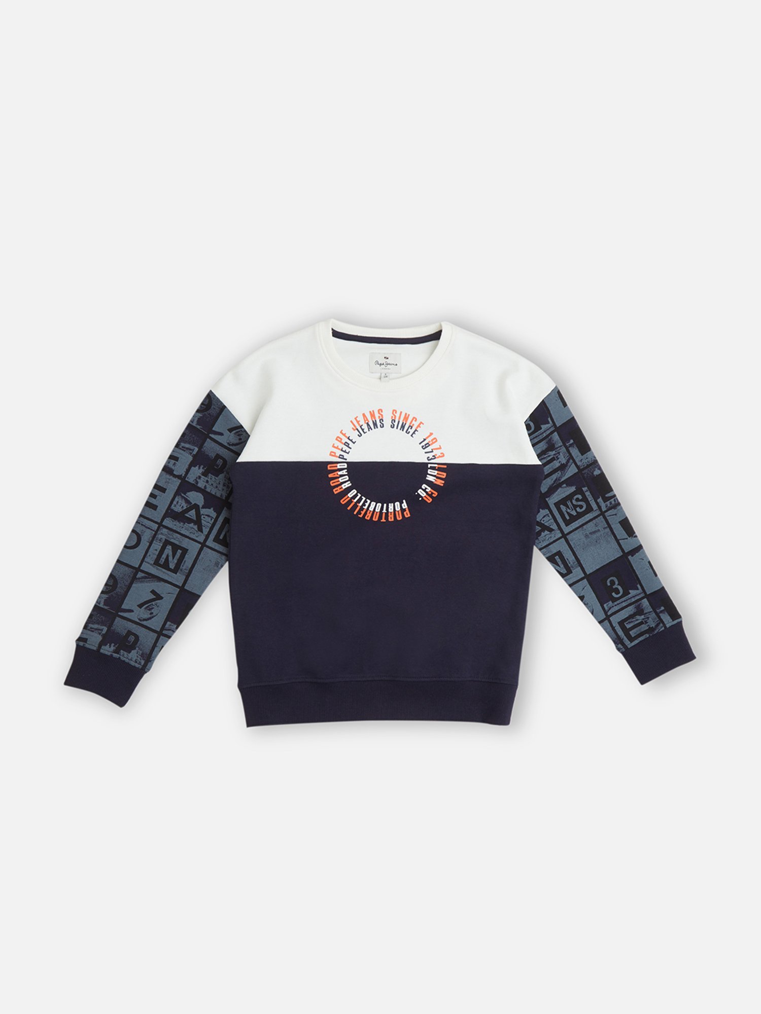 Pepe Jeans Kids Navy Color Block Full Sleeves Sweatshirt