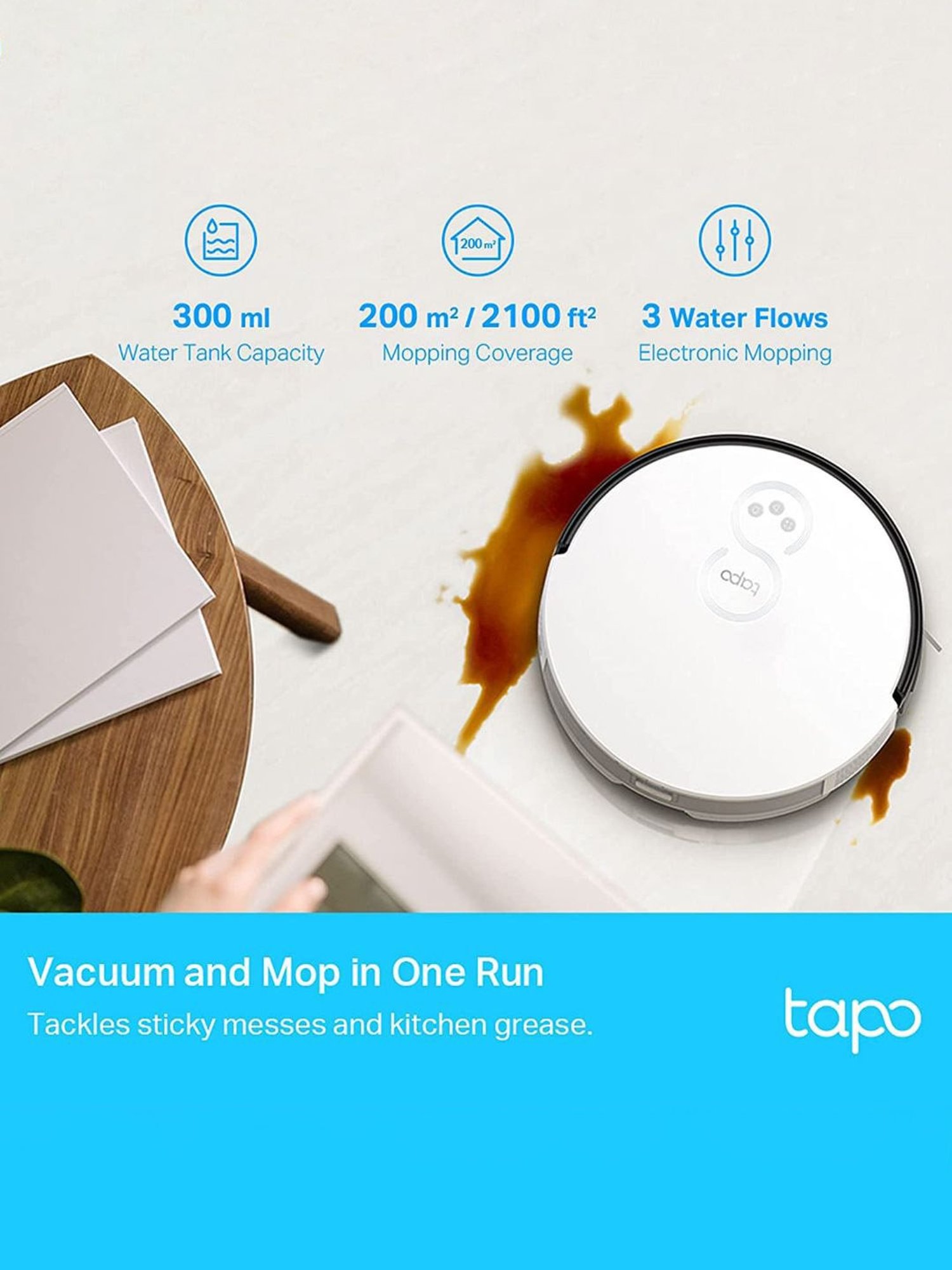 TP-Link Tapo RV10 2-in-1 Robotic Vacuum Cleaner & Mop (White)