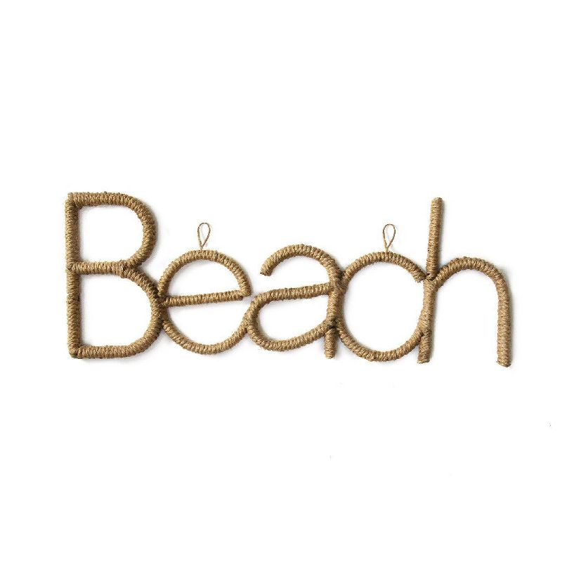 31.75" x 12" Rope Beach Sign Brown - Stratton Home Décor