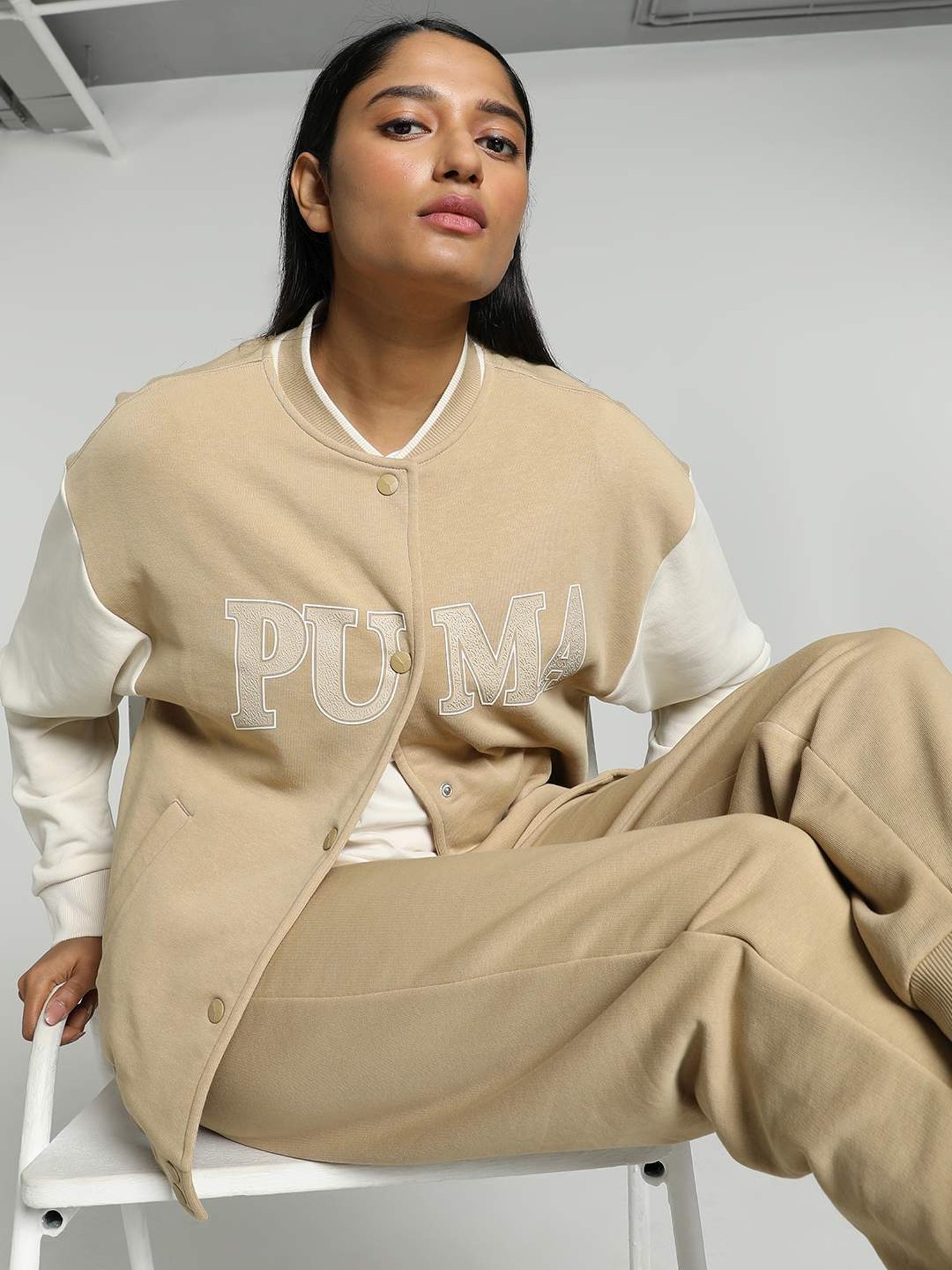 Puma Beige Printed Sports Jacket