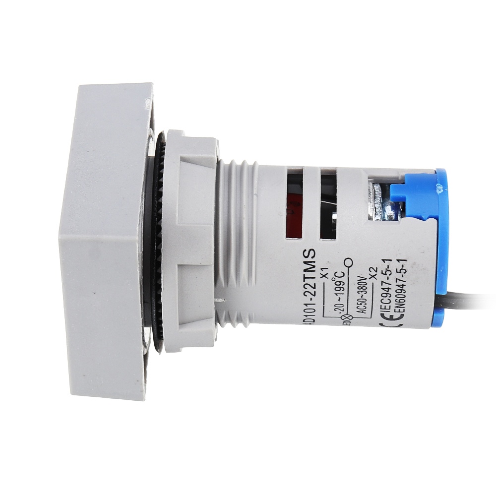 5pcs Mini Crystal Film Square Blue LED Digital Thermometer Signal Light AC 50-380V 220V Temperature Meter Indicator Range -20-200 with 1m Sensor