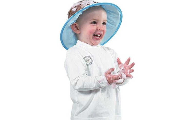 Manito Baby Shampoo Shower Hat, Bath Time Visor to Shield Water from Face and Eyes, Strawberry/Pink