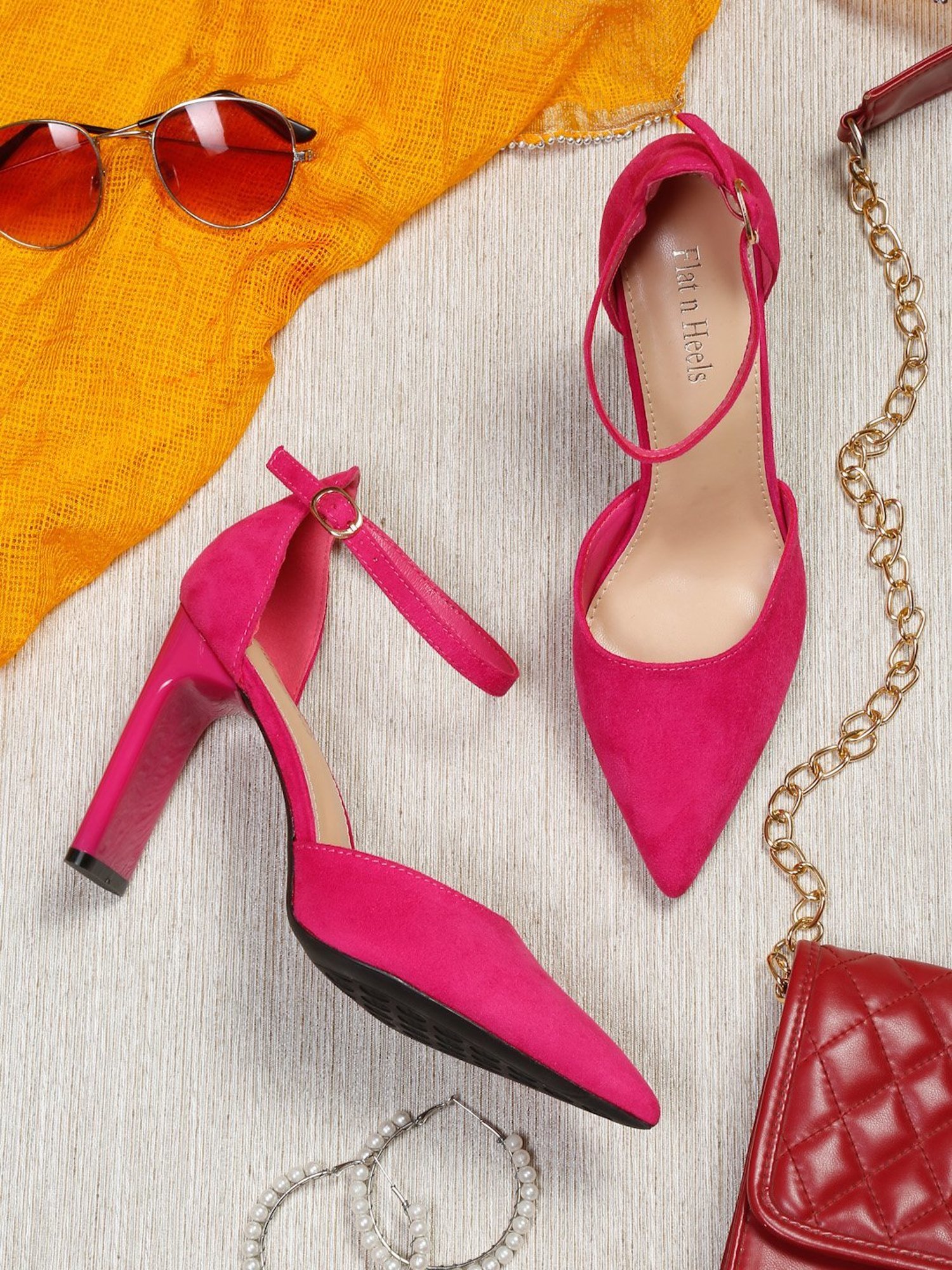 Flat N Heels Women's Pink Ankle Strap Sandals