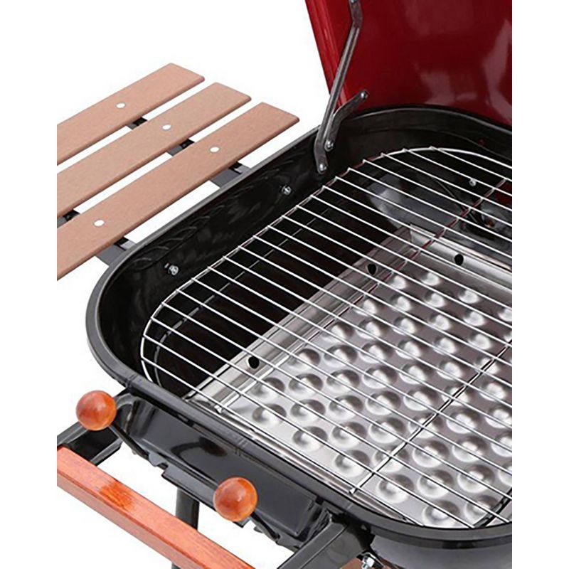 Americana Swinger 4101 Charcoal Grill with Side Table - Red - Meco