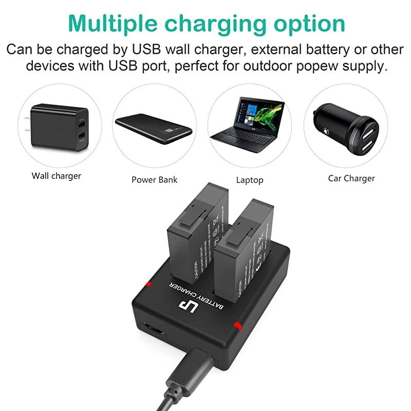 360 ONE X Battery Charger Pack Compatible with ONE X Action Camera  2Pack Replacement Battery amp Dual Slot Charger