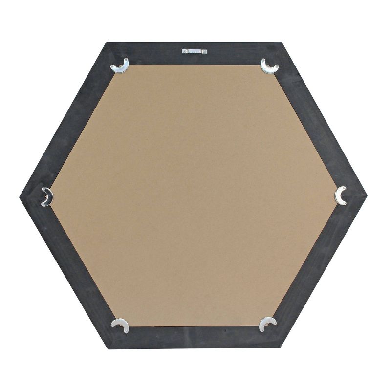 Wooden Hexagon Decorative Wall Mirror Black - Stonebriar Collection
