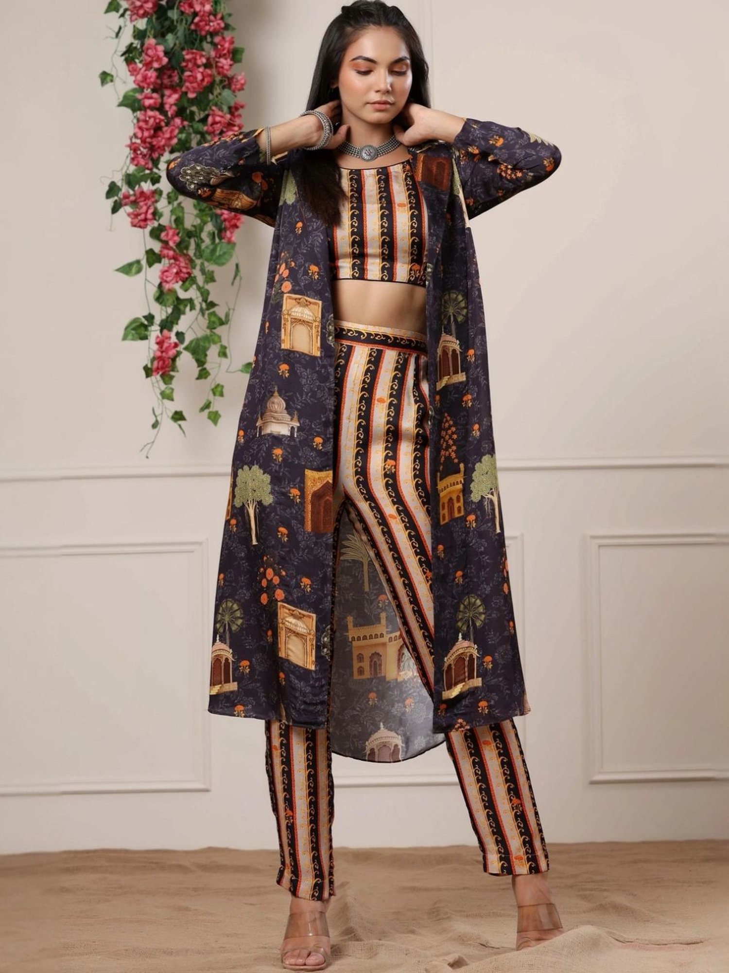 Melon by PlusS Blue Printed Shirt Pant Set