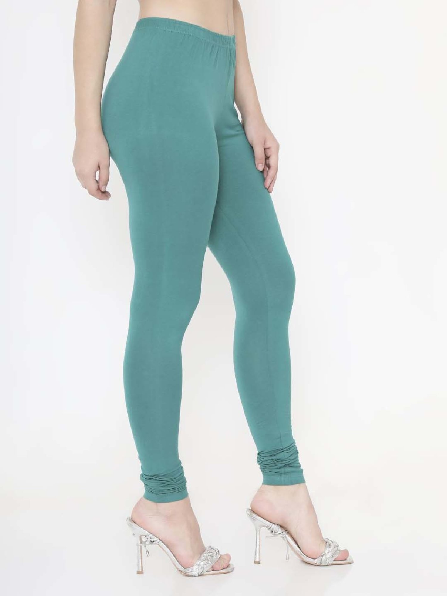 FEELINGS Green Plain Churidar Leggings